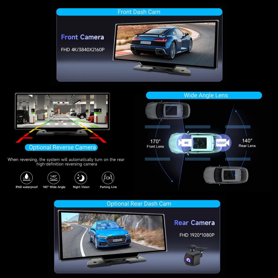 DrivePortal Wireless CarPlay Head Unit Sync My Drive DrivePortal Wireless CarPlay Head Unit with 4K Dash Cam